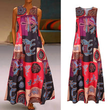 Load image into Gallery viewer, Vintage Bohemian V Neck Maxi Dress