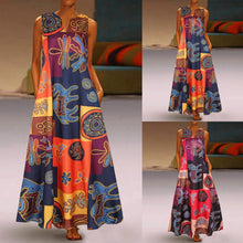 Load image into Gallery viewer, Vintage Bohemian V Neck Maxi Dress
